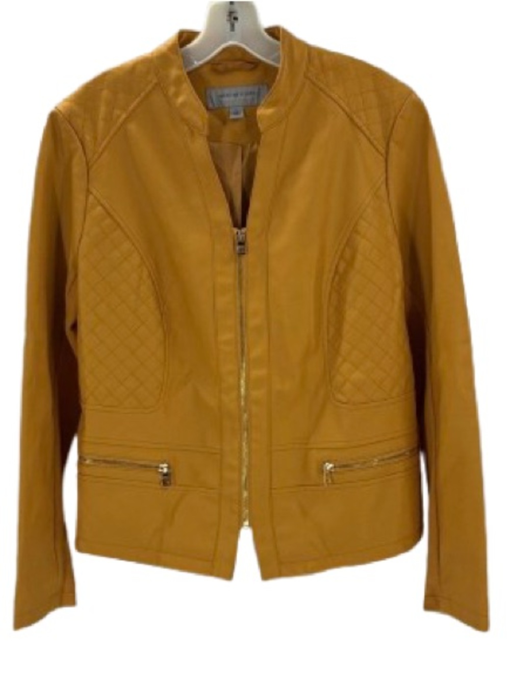 Marc New York Mustard Quilted Faux Leather Zip Jacket size L